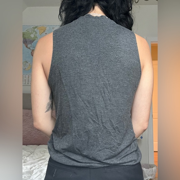 Grey Cutoff Mock Neck - Picture 2 of 5